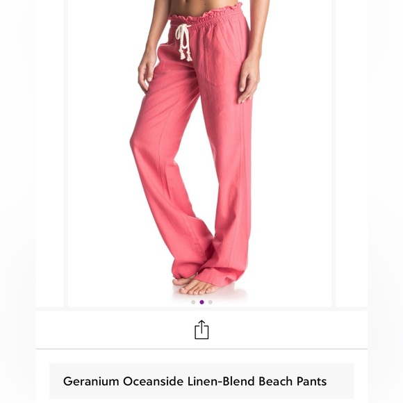 Never worn Roxy Geranium Oceanside Linen-Blend Beach Pants small - Picture 3 of 13